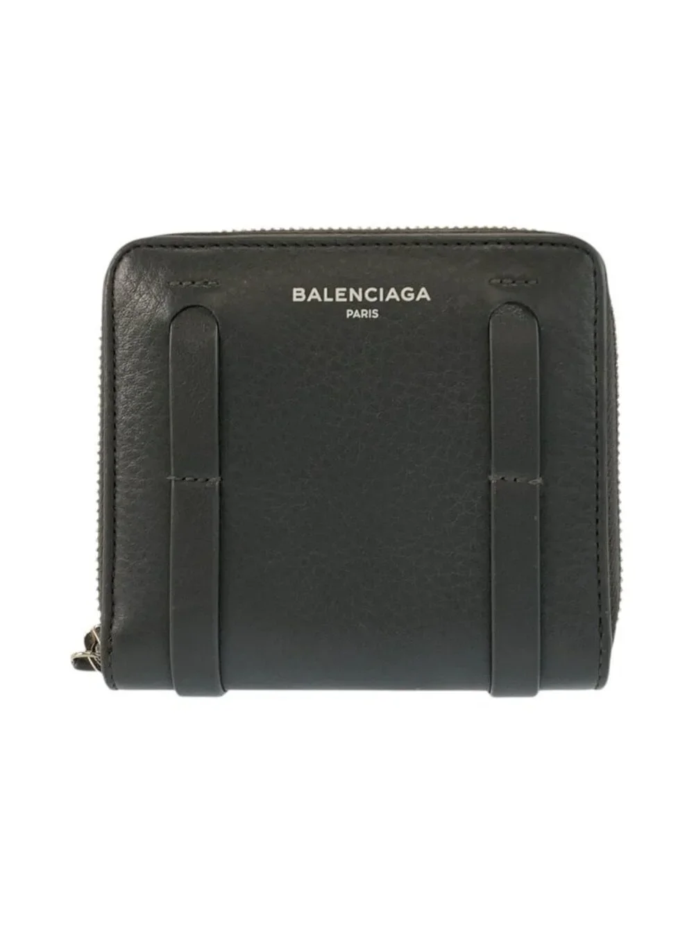 Balenciaga Everyday Gray Silver Leather Coin Purse